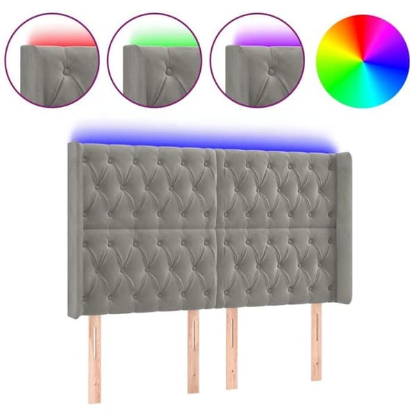 Maison Exclusive - LED-päätyharso Vaaleanharmaa 163x16x118/128 cm Sametti ljusgrått