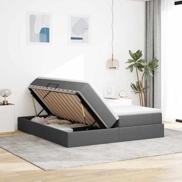 Maison Exclusive - Säng med förvaring och madrass Mörkgrå 180 x 200 cm Polyester Mörkgrå