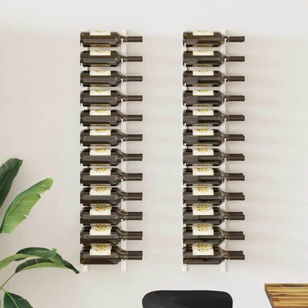 Maison Exclusive - 24 pullon seinäviinihylly 2 kpl Valkoinen Rauta Vit