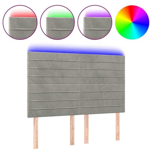Maison Exclusive - LED Hovedgærde Lys Grå 144x5x118/128 cm Velour ljusgrått