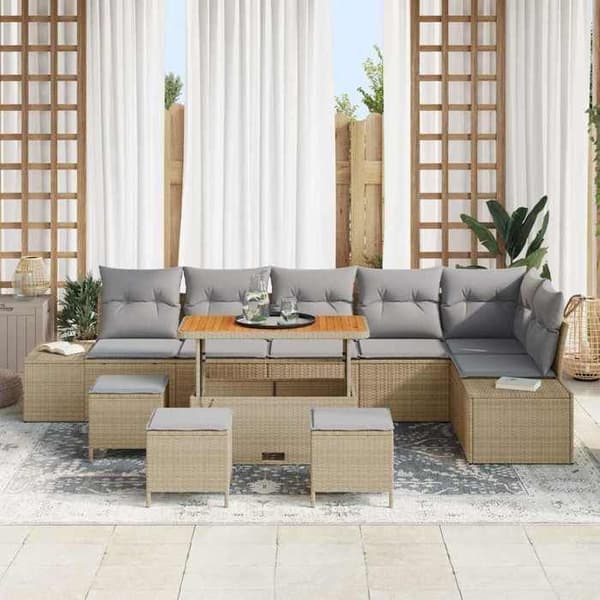 Trädgårdsmöbelset - EXKLUSIV HEM - 10 delar - Beige - Modulär - UV-skyddad beige