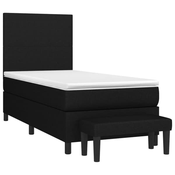 Maison Exclusive - Sengebund med lameller og madras Sort 90x190 cm Stof