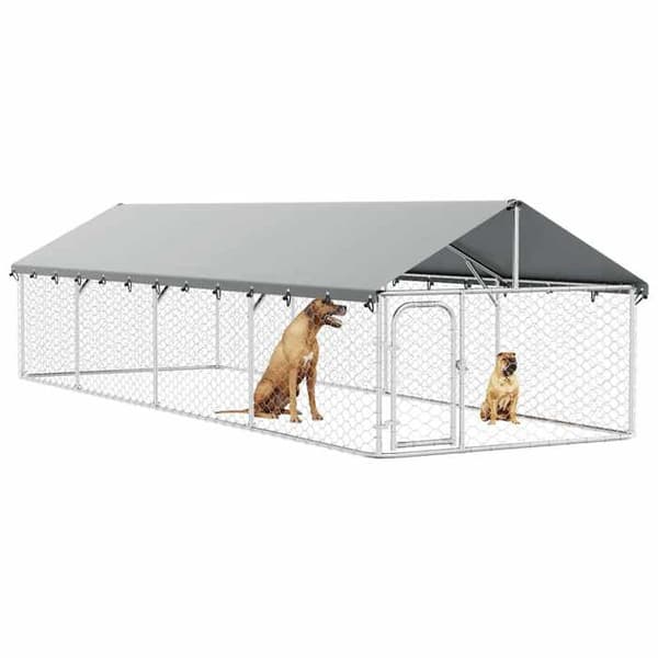Maison Exclusive - Ulkoilma kennel katolla 600x200x150 cm Silver