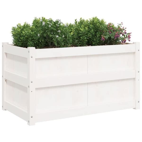 Jardiniär - EXKLUSIVT HUS - 90x50x50 cm - Massivt furu - Vit - Rektangulär Vit