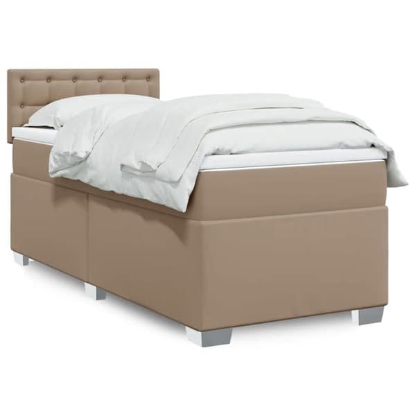 Maison Exclusive - Sengebund med lameller og Cappuccino madras 100x200 cm