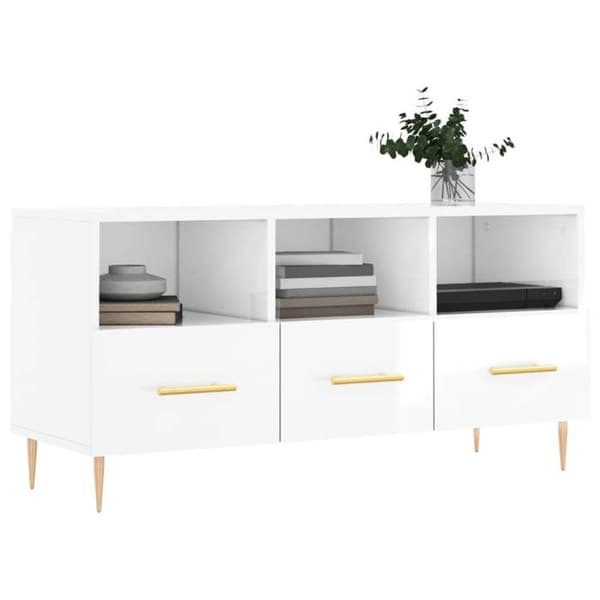 Maison Exclusive - TV-möbel Vit glans 102x36x50 cm Ingenjörsträ