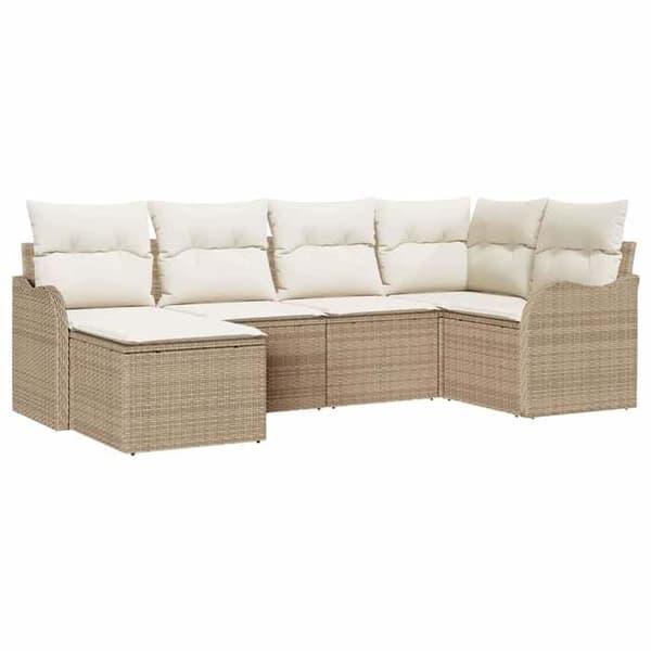 Trädgårdsmöbler - EXKLUSIVT HUS - Set 6 delar - Beige - Poly rotting - Stålram beige