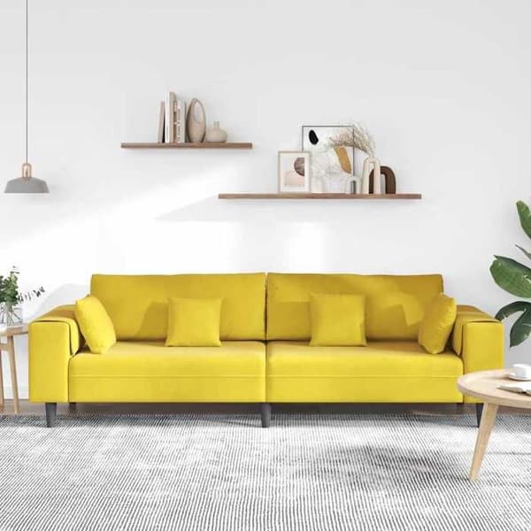 Divaani - MAISON EXCLUSIVE - 250 x 77 x 76 cm - Premium-sametti - Jousityyny - Vanerikehys Gul