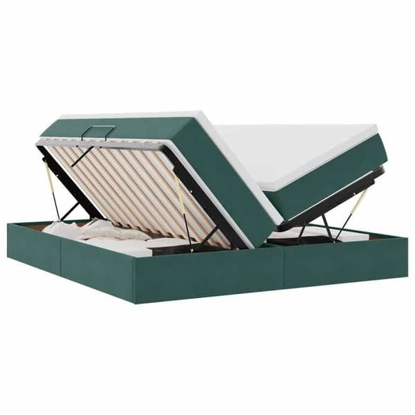 Maison Exclusive - Säng med förvaring och mörkgrön madrass 200 x 200 cm Sammet
