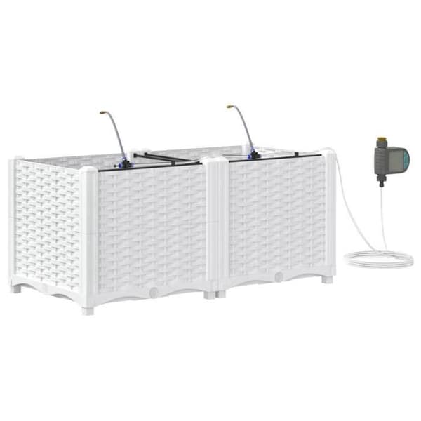 Jardinière - EXKLUSIV HEM - 80 x 40 x 37,5 cm - Vit - PP - Förpackning med 2 stycken Vit