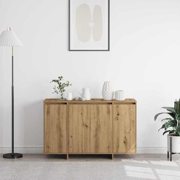 Buffé - EXKLUSIVT HUS - 120x41x75 cm - Ingenjörsträ - 3 hyllor - Modern design Ek