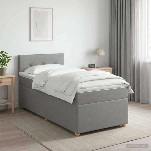 Maison Exclusive - Boxspring seng med madras Lys grå 90 x 190 cm Stof