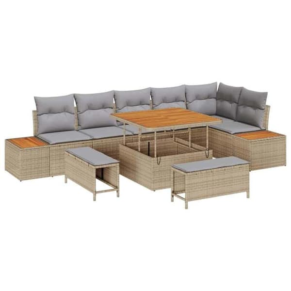 Maison Exclusive - 9-delars trädgårdsoff-set 8-sits Beige