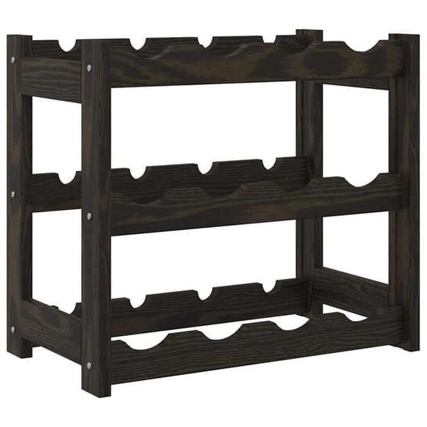 Maison Exclusive - Flaskeholder til 12 flasker sort solid fyrretræ Svart