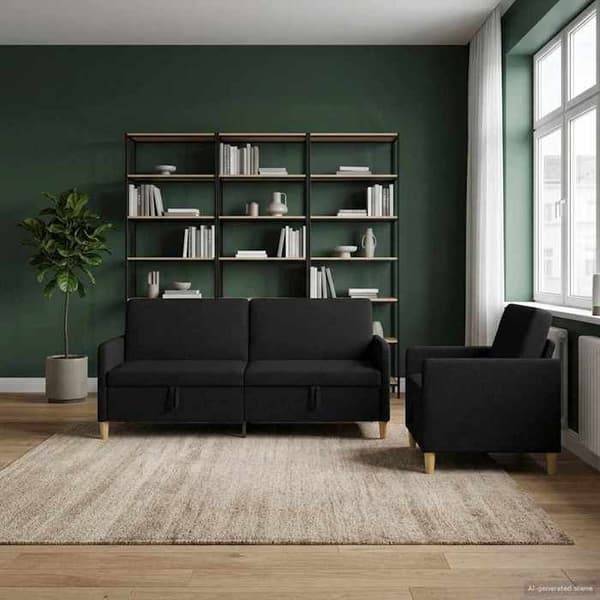 Maison Exclusive - Soffa med förvaring 2 st Svart Polyester