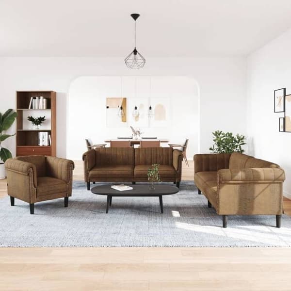 Maison Exclusive - 3-delat soffset i brun sammet Marron (sammet)