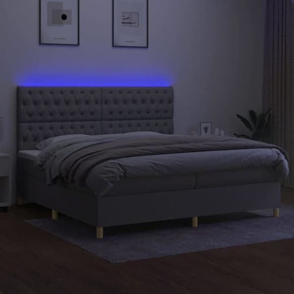 Maison Exclusive - Lamelseng madras og LED Lys Grå 200x200 cm