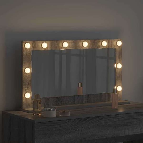 Spejl - EKSKLUSIVT HUS - Grå Sonoma - Rektangulær 80 x 45 x 18 cm - Indbygget LED-belysning - USB 5V strømforsyning Gris Sonoma