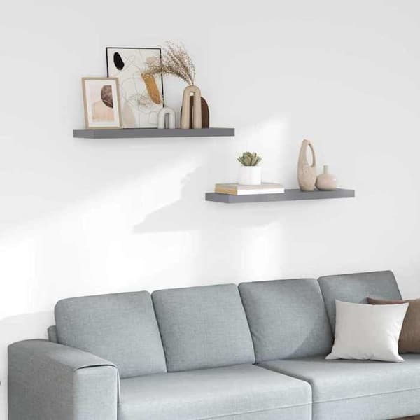 Maison Exclusive - Kelluvat seinähyllyt 2 kpl harmaa 80x23,5x3,8 cm MDF grå