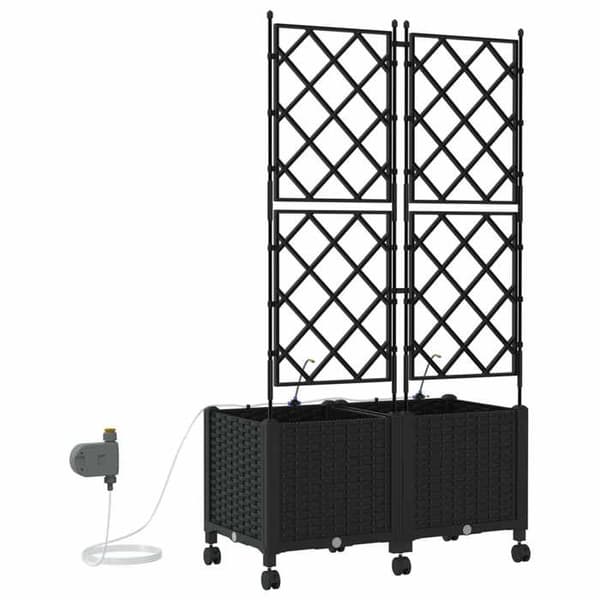 Maison Exclusive - Haveplanteholder med vanding og hjul 2 stk Sort PP