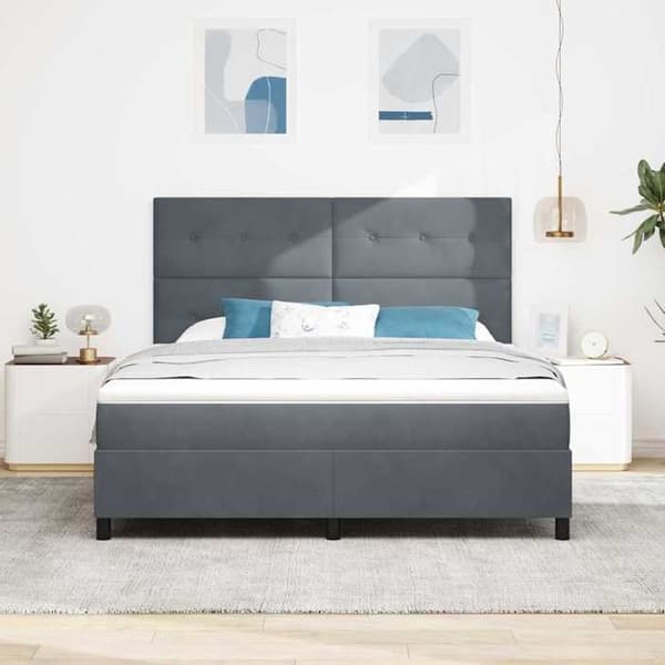 Maison Exclusive - LED-jousipatja Tummanharmaa 180 x 200 cm Sametti Mörkgrå