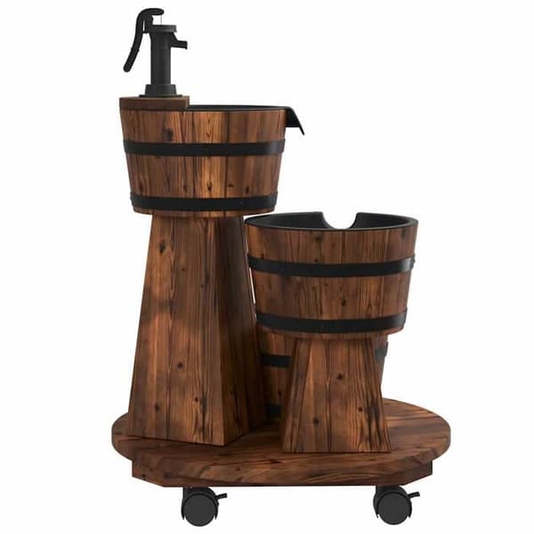 Maison Exclusive - Vesilähde pyörillä pumppu 55x55x80 cm massiivipuusta