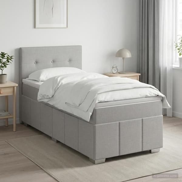 Maison Exclusive - Boxspring säng med madrass Ljusgrå 90 x 200 cm Tyg Ljusgrått