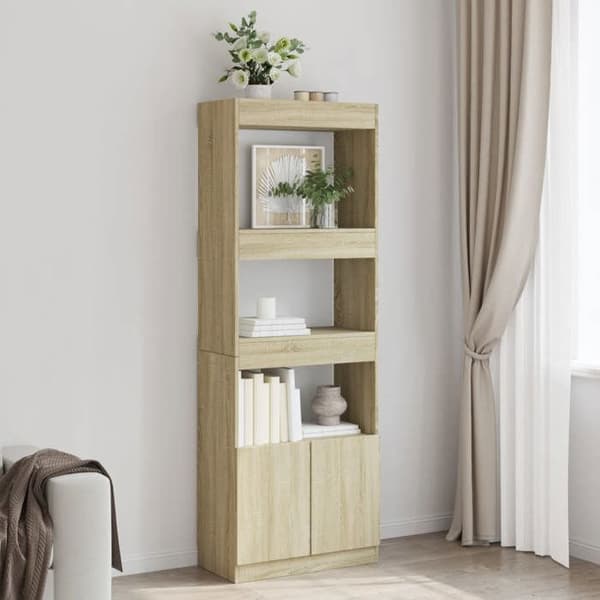 Maison Exclusive - Buffet høj 63x33x180 cm egetræ sonoma ingeniørtræ