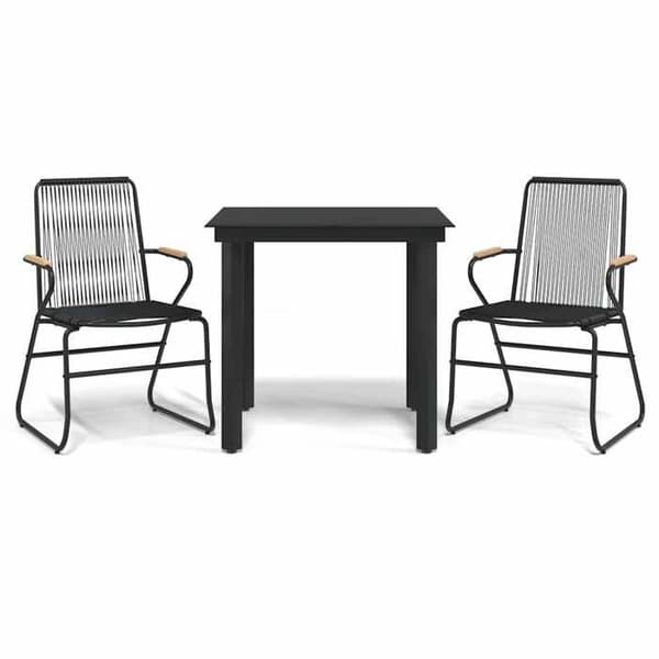 Maison Exclusive - Have spisebordssæt 3 dele sort rattan PVC
