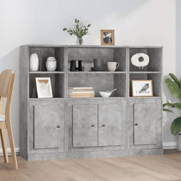 Maison Exclusive - Bufféer 3 st grå betong ingenjörsträ