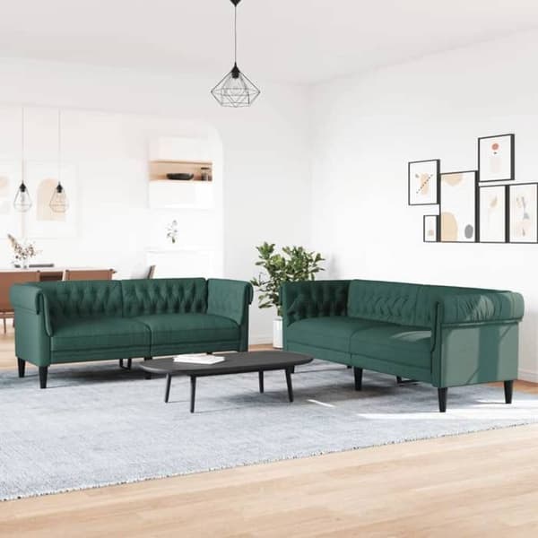 Maison Exclusive - 2-delars soffgrupp i mörkgrön tyg Mörkgrön