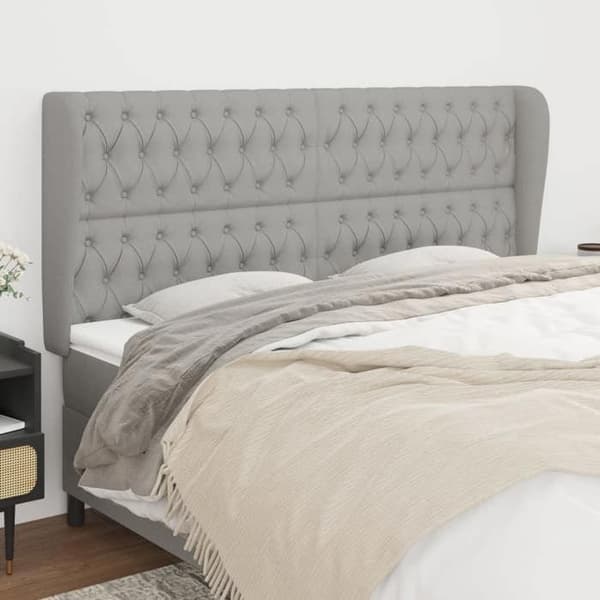 Maison Exclusive - Päätylevy korvilla Vaaleanharmaa 203x23x118/128 cm Kangas ljusgrått