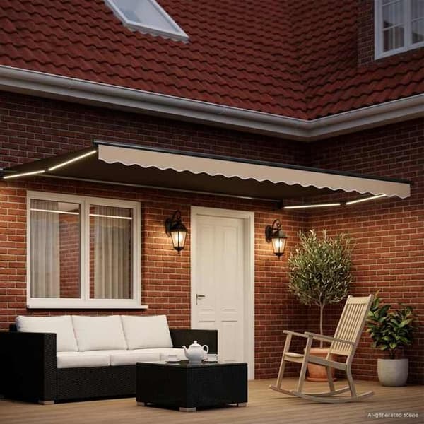 Maison Exclusive - Manuel rulleskjul med LED i beige og antracit 4 × 3 m