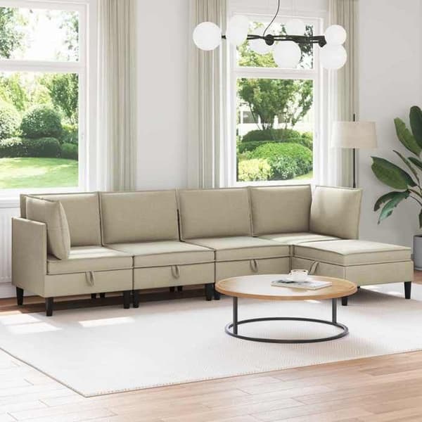 Maison Exclusive - Sæt af møbler til stuen 5 pc Sand Stof