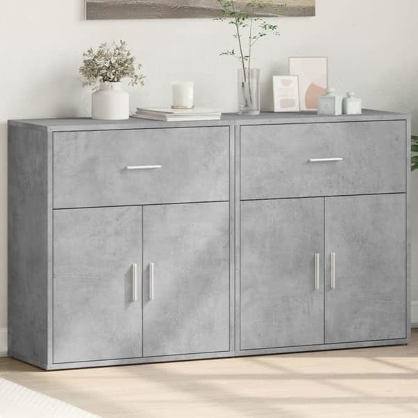 Maison Exclusive - Buffeter 2 stk grå beton 60x31x70 cm ingeniørtræ