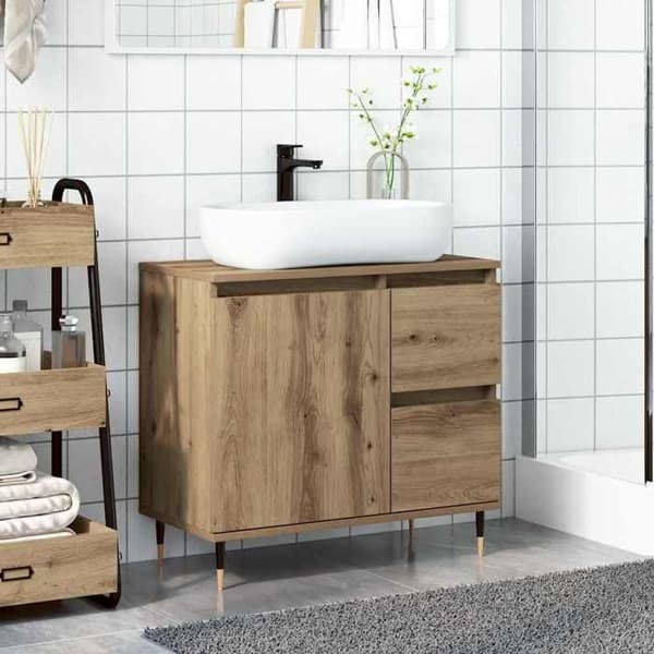 Maison Exclusive - Badeværelsesskab i håndlavet egetræ og ingeniørtræ