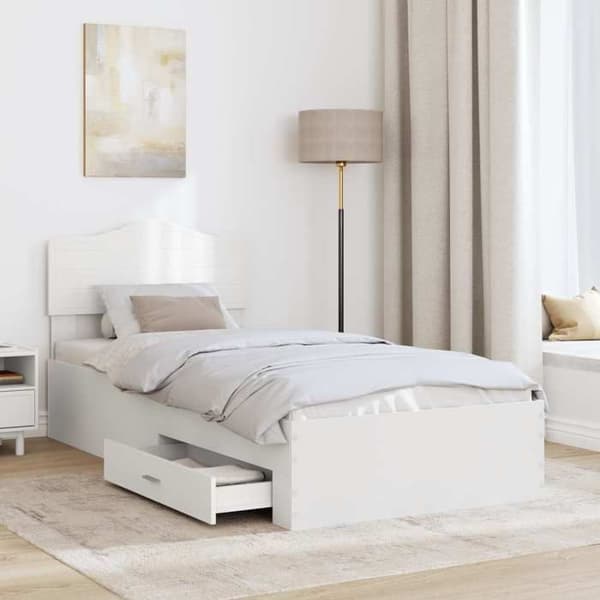 Maison Exclusive - Sängram med låda Vit 90 x 190 cm Ingenjörsträ