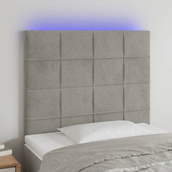 Maison Exclusive - LED Hovedgærde Lys Grå 100x5x118/128 cm Velour ljusgrått