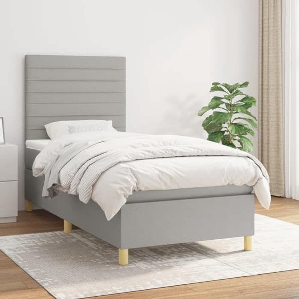 Maison Exclusive - Seng med lameller og madras Lys grå 80x200 cm Stof
