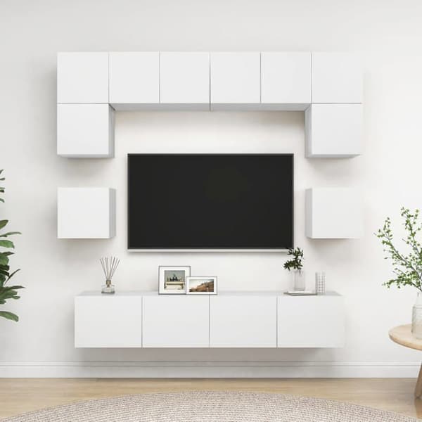 Maison Exclusive - 8 dele TV-møbel sæt Hvid Ingeniørtræ