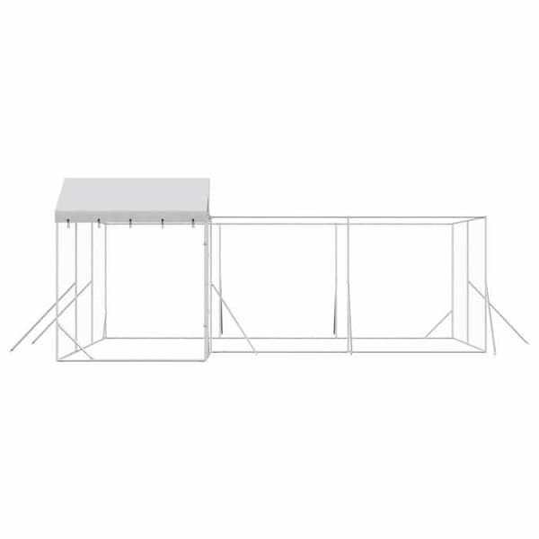 Exklusivt hus - Utomhus hundbur med silvertak 6x6x2,5 m Silver