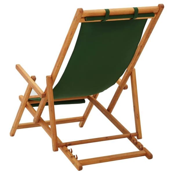 Maison Exclusive - Sammenklappelig strandstol i solid eucalyptus træ og grøn stof