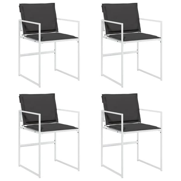 Maison Exclusive - Trädgårdsstolar med kuddar, set om 4, vit stål/textilene Vit