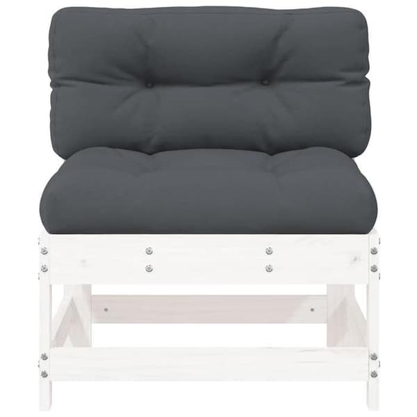 Maison Exclusive - Centrala soffor med kuddar 2 st vit massiv furu Vit