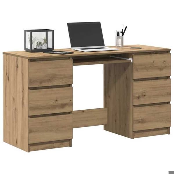 Maison Exclusive - Håndlavet egetræskontor 140x50x77 cm ingeniørtræ