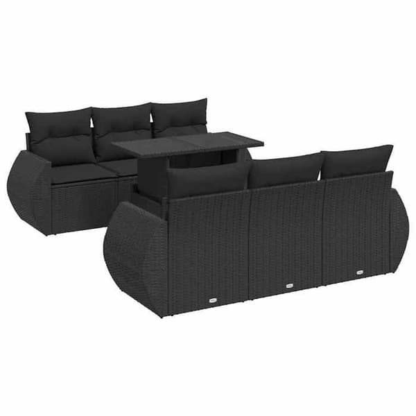 Maison Exclusive - Havegruppe 7 dele med sorte puder i flettet harv