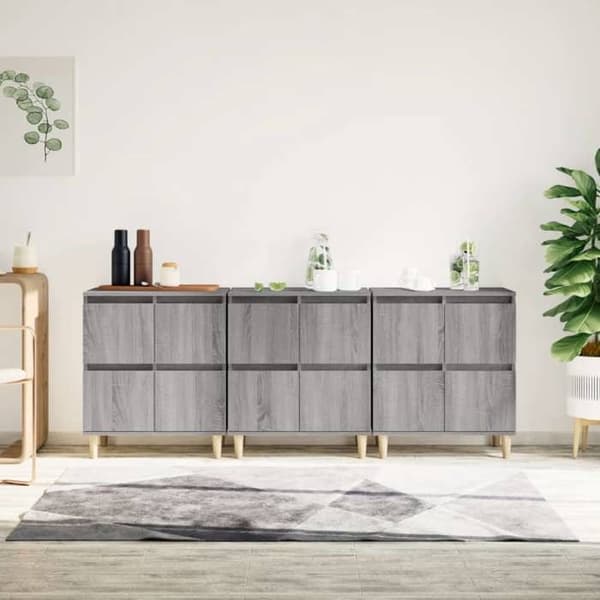 Maison Exclusive - Bufféer 3 st sonoma grå 60x35x70 cm ingenjörsträ