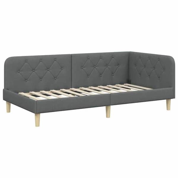 Maison Exclusive - Mørkegrå hjørneseng 90 x 200 cm stof