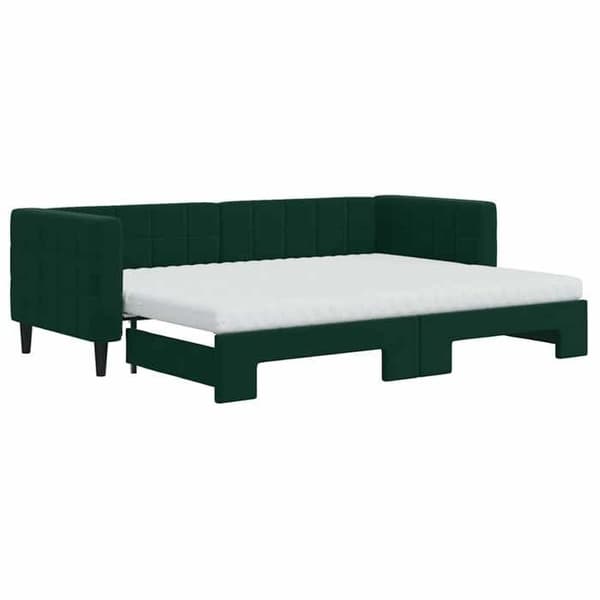 Maison Exclusive - Dagbädd med utdragssäng och mörkgrön madrass 80x200cm sammet Mörkgrön