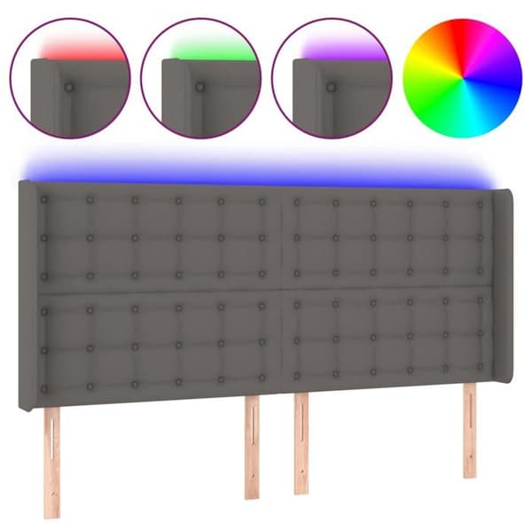Maison Exclusive - LED Hovedgærde Grå 183x16x118/128 cm Syntetisk Læder
